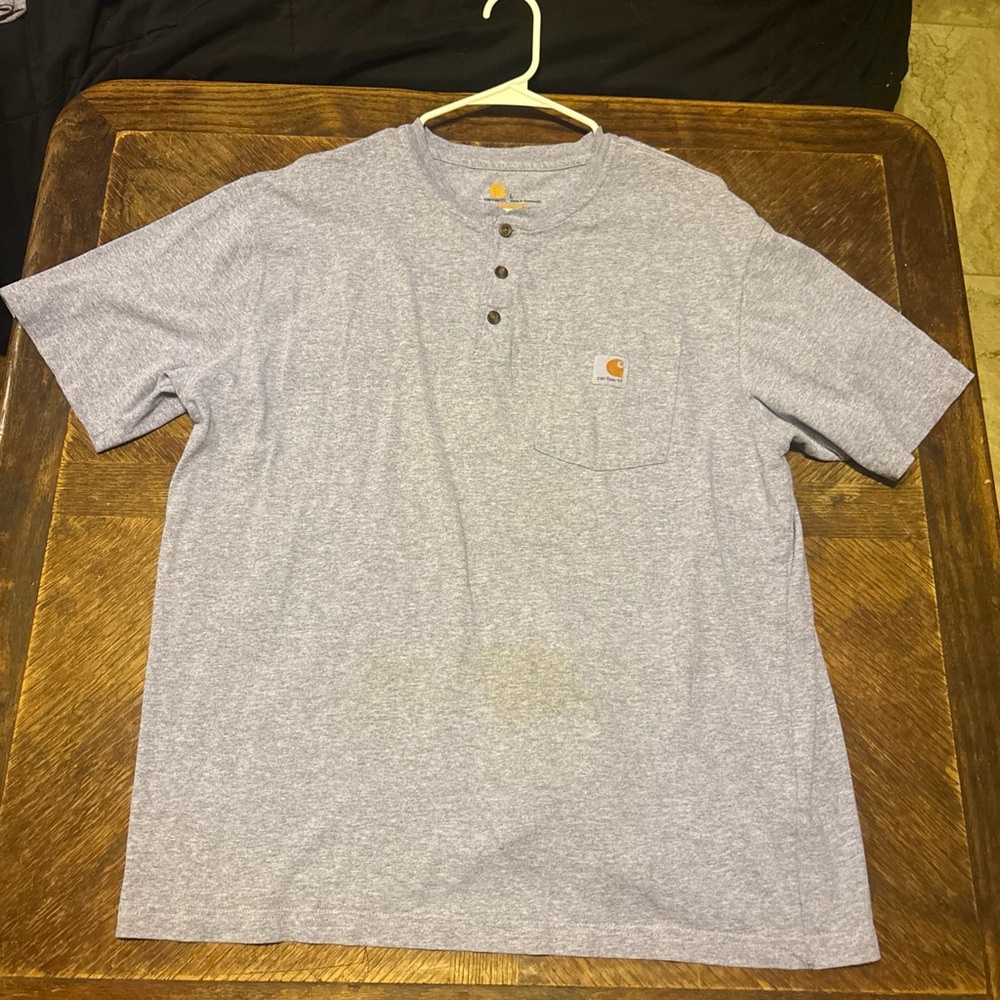 Carhartt Original Fit Men's Large Gray 1/4 Button Pocket Short Sleeve T-Shirt